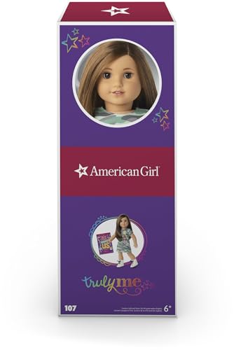 American Girl Truly Me 18-inch Doll #107 with Brown Eyes, Brown Hair, Light-to-Medium Skin, Camo T-shirt Dress, For Ages 6+
