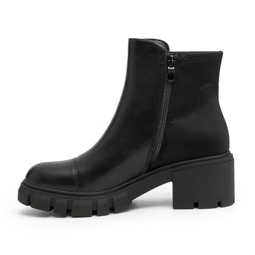 Athlefit Women's Ankle Boots Platform Lug Sole Chunky Heel Chelsea Booties with Side Zipper2