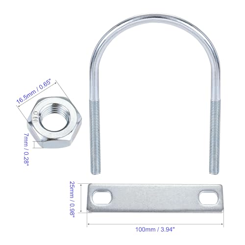 MACHSWON Round U-Bolt,1 Set Zinc Plated Alloy Steel M10 U Bolts 60mm(2.36") Inner Width 100mm Length with Nuts and Frame Plate for Automobiles Boat Trailer - Image 3