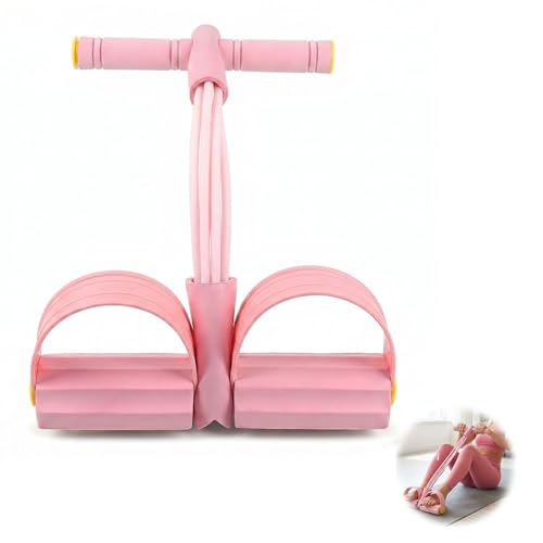 1 Aparato De Fitness Multifunción Rosa, Entrenador Abdominal con 6 Tubos Elásticos, Ayuda para Abdominales Y Entrenador De Piernas para Casa