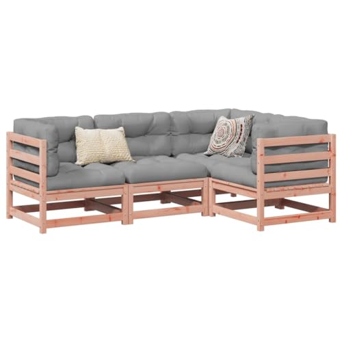 UJCHVHN Muebles de exterior Douglas FirFurniture - Juego de sofás de jardín de 4 piezas de madera maciza