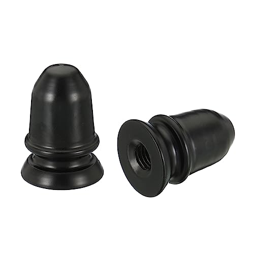 Image of PATIKIL 1 inch Tall Iron Lamp Finials Cap Knob, 2Pcs Lamp Screw Round Head Holder Tapped 1 /4-27 for Table and Floor Lamp Shade Decorations, Black