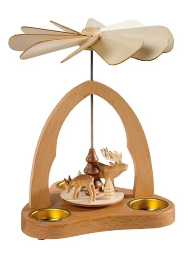 Rudolphs Schatzkiste Pyramide de table en bois, motif Père Noël et bonhomme de neige, multicolore, H x Ø 20 x 21 cm, décoration de table, jeu de chaleur