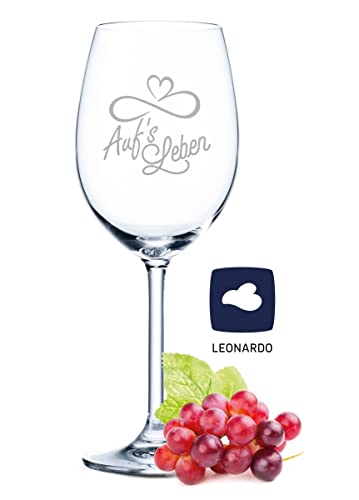 Leonardo Weinglas mit Gravur - Auf's Leben - Geschenk für Hobby-Sommelier & Weinliebhaber -...