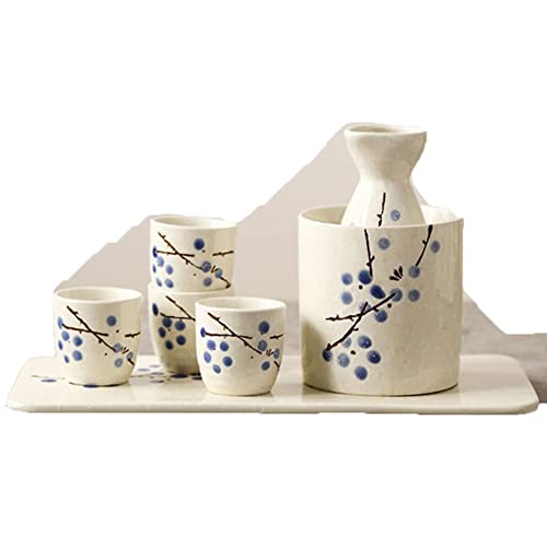 Juego de sake de cerámica tradicional japonesa con diseño refinado de 7 piezas 2