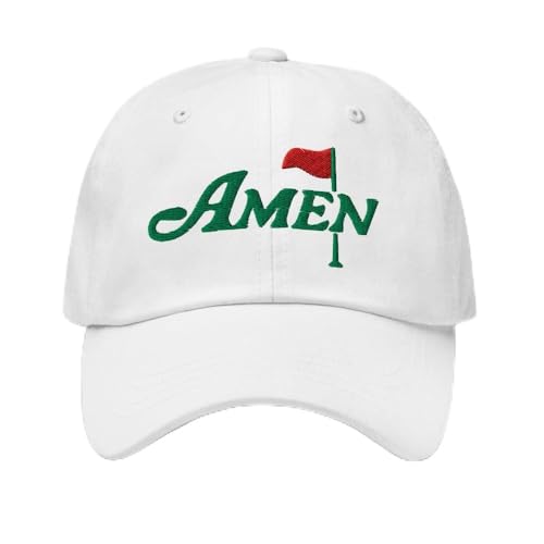 Amen Golf Hat - Augusta Embroidered Adjustable Cotton Dad Cap White