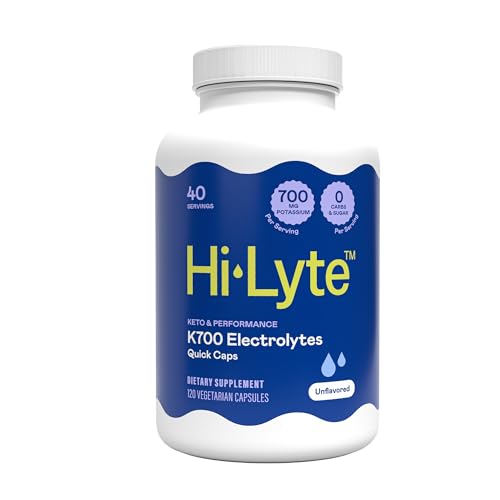Hi-Lyte K700 Electrolytes Quick Caps – High Potassium Keto Supplement for Rapid Hydration & Muscle Recovery – Beat Keto Flu & Leg Cramps – Zero Sugar, Zero Carbs – 40 Servings