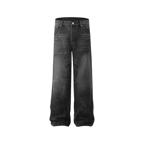 Jeans Pants Trousers Denim Retro Trendy Street Wash Grinding White Loose Wide Leg Casual Commuter Straight for Men3