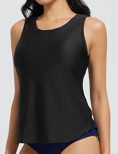 baleaf Tankini Tops for Women High Neck Swim Top Modest Bathing Suit Top Long Swim Tank Top3