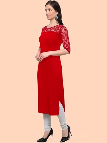 Image of Women's Crepe A-line Straight Kurtis, Plain Casual Wear Kurtis