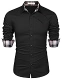 COOFANDY Men's Cotton Dress Shirts Long Sleeve Plaid Collar Shirt Slim Fit Casual Button Down Shirt...
