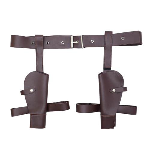 Helloween Cosplay Revolver Holster Holder Cowboy LARP Cosplay Costume Accessoire Ceinture Cowboy Youth (marron, taille unique)