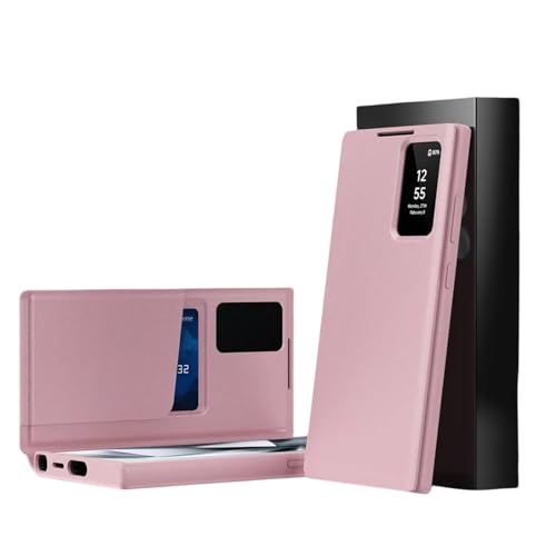 Étui en cuir pour Samsung S24 rose avec fente pour cartes chic