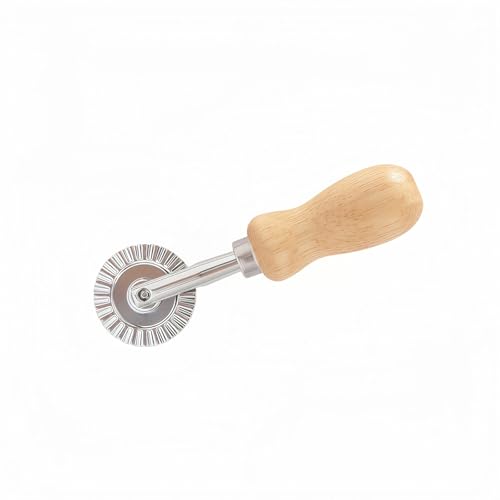 Hiiooweiyi Pasta Maker Cutter Wheel - Pastry Cutter Wheel - Dough Ravioli Pizza Cutter Wheel for Home and Kitchen,Wooden Handle and Zinc Alloy Fluted 5.24\"L x 1.3\"W