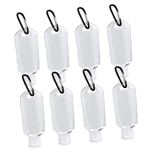 HEATSHAKING 8個 トラベルボトル 持ち運び便利なカラビナ付き透明詰め替え容器 旅行用シャンプーローション用軽量プラスチック ランダムカラー