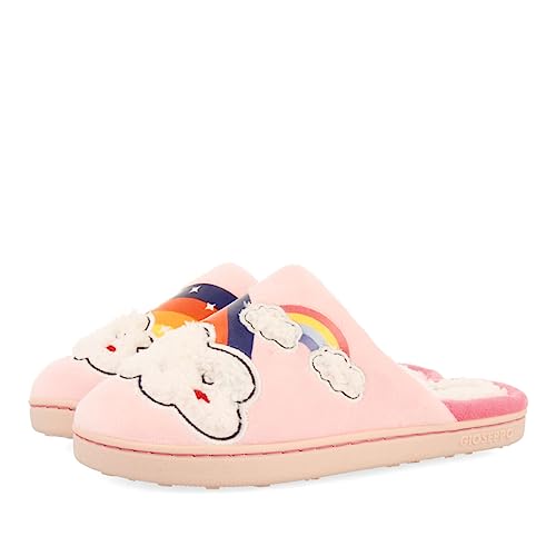Zapatillas de estar por casa rosa con detalle de nubes y arcoíris para niña y niño kidder