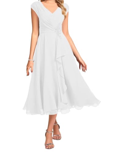 Robe de mère de la mariée fuchsia manches cap cocktail chic ZMAH482