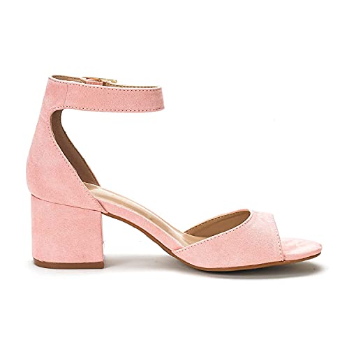 Image of DREAM PAIRS Women's Chunky Heel Sandal | 2.2 inch chunky block heels,open toe with ankle strap buckle, classic comfortable heeled sandals,wedding party dress shoes