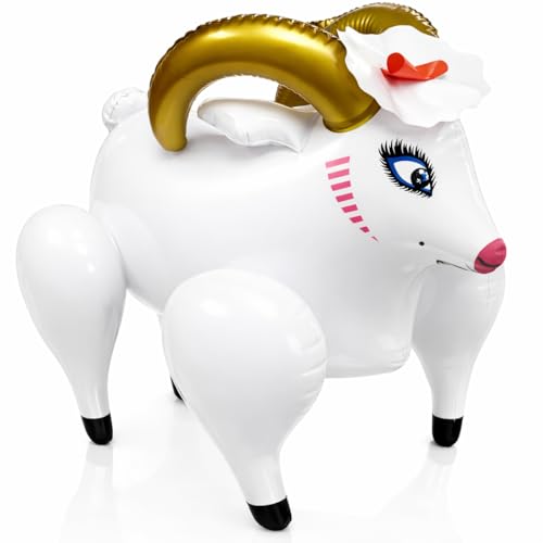 Cabra inflable | Cabra inflable | Suministros de fiesta temática de cabra | Accesorio inflable de cabra | Accesorio de animales de granja | 19 x 15 pulgadas | Multicolor