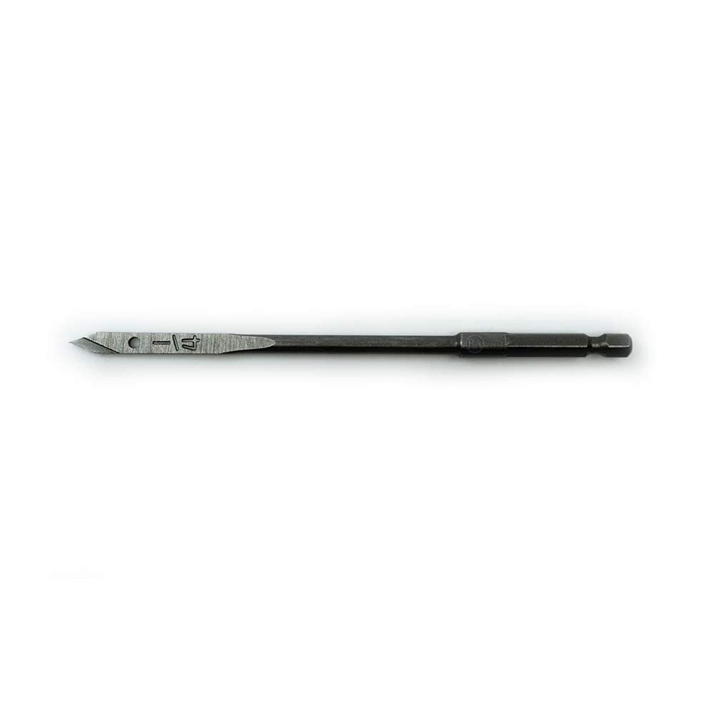 Benchmark Abrasives 1/4" X 6" Spade Drill Bit with Quick-Change Hex Shank Hole Cutter for Woodworking, Drilling, High-Speed Steel Paddle Flat Bits (1/4" x 6")