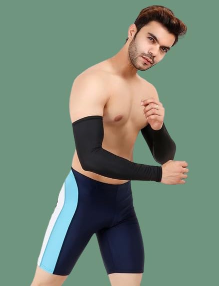 Image of NEVER LOSE Arm sleeves With Leather Gloves For Grip and UV Protection for Sports & Driving