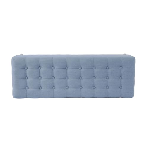Image of HomePop 48 inch Modern Tufted Storage Bench - Dusty Blue Woven