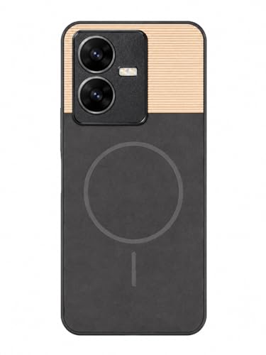 Image of Bintage Dual-Leather Mac Safe Design Phone Case| Soft Touch Finish | Full Camera Protectection Back Cover Compatible for Vivo V2207 / Vivo Y22 4G - White & Starry Black