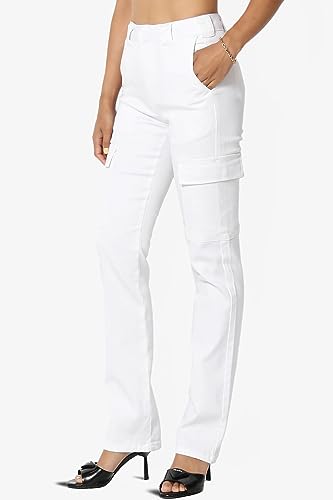 Women's Work School Stretch Twill Canvas High Rise Slim Straight Leg Cargo Pants3