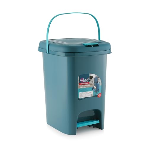 Sparkmate by Crystal Plastic Push&Pedal Dustbin,7.5 Ltr,Multicolour