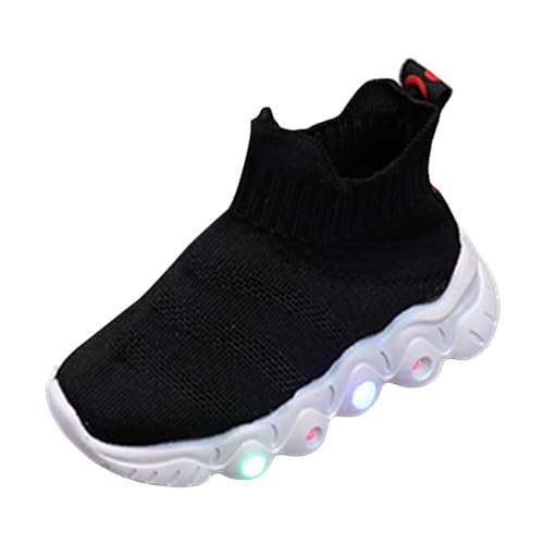 Toddler Kids Fashion Shiny Sneakers Light up Slip on Breathable Athletic Casual Shoes Boys Girls Walking Tennis Shoe with LED