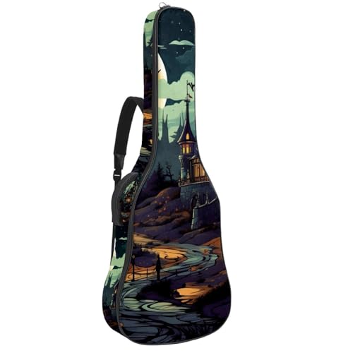 Housse de guitare acoustique robuste 106,7 cm motif château d'Halloween
