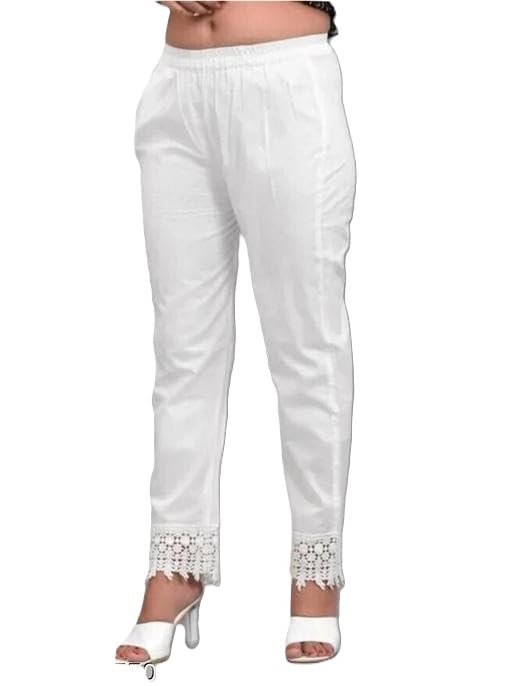Image of Soft Cotton Women Leggings Elastic Waist Stretchable Casual Comfortable Home and Outdoor Use Pants