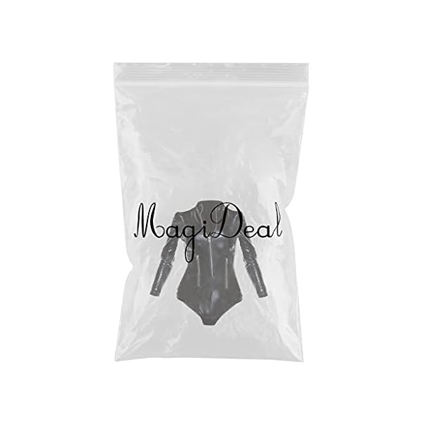 CALANDIS Pu Leather Bodysuit Long Sleeve PVC Zip Front Teddy Jumpsuit Top Catsuit S - Image 4