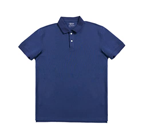 Polo été coton homme grande taille XXL bleu marine coupe droite anti-chaleur