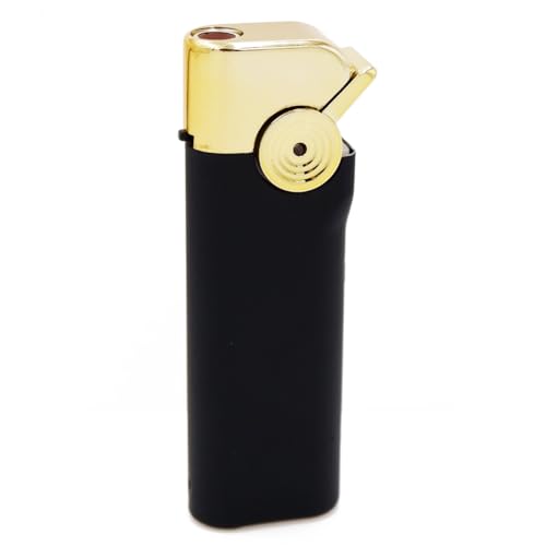 Image of Windproof Jet Flame Refillable Slide Button Cigarette Lighter Pocket Lighter (Golden-Black)