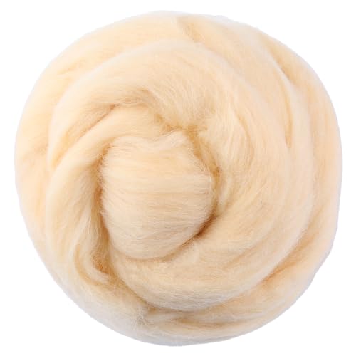 3.53oz Wool Roving, Wool Felting Supplies, Pure Wool, Chunky Yarn, Spinning Wool Roving for Needle Felting Wet Felt DIY Hand Spinning (Light Apricot)