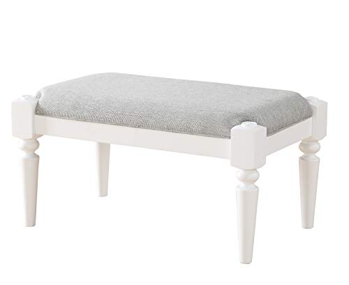 InRoom Furniture Designs - White Finish Wood Jenny Lind Upholstered Bench