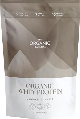 The Organic Protein Co. – Madagascan Vanilla Organic Whey Protein Powder | No Additives, Undenatured, Bioactive, UPF Free, No Emulsifiers, Primarily Grass Fed, Vegetarian, Gluten Free – 400g