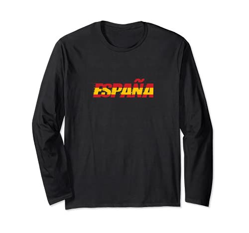 Spain Flag Long Sleeve T-Shirt, Black