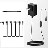 Caline Fonte de alimentação de pedal de guitarra DC 9V, cabo de alimentação de placa de pedal de 1A com corrente margarida de 5 vias para pedal de efeito de baixo de guitarra (negativo)