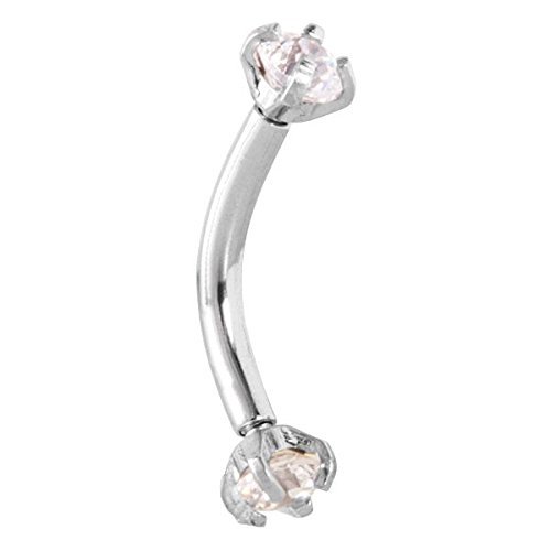 7ZACC Internal Dimond Curved Barbell Christina Vertical Hood VCH Jewelry Genital Piercing 1/2 (Clear)