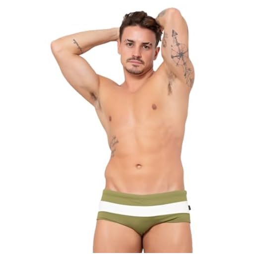 Sunga Clássica Sunrise - JWilas Beachwear (BR, Alfa, P, Regular, Verde Pistache com Off White)