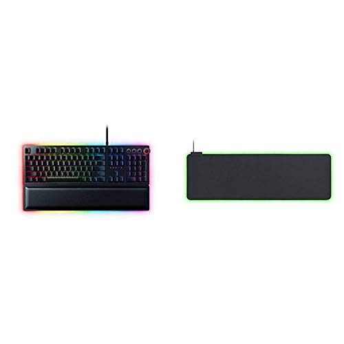 Razer Huntsman Elite, Clavier Gaming Mécanique avec Touche Opto-Mécanique Razer & AZERTY-Layout) & Goliathus Extended Chroma: Surface en tissu micro-texturé