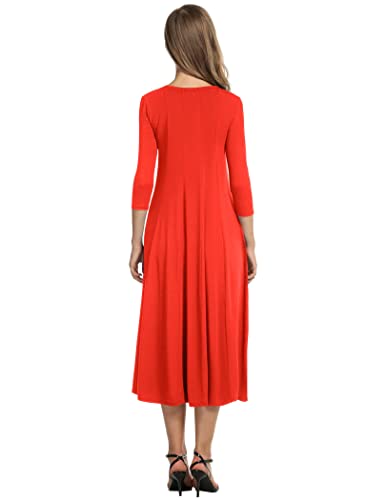 Image of HOTOUCH Women's 3 /4 Sleeve A-line and Flare Midi Long Dress
