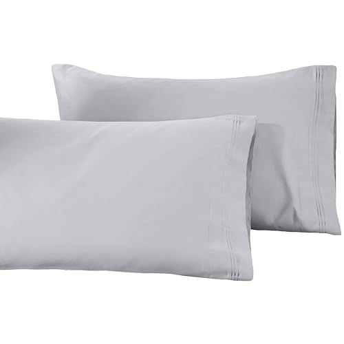 Superior 1500-Thread Count Egyptian Cotton Solid Pillowcase Set, Platinum