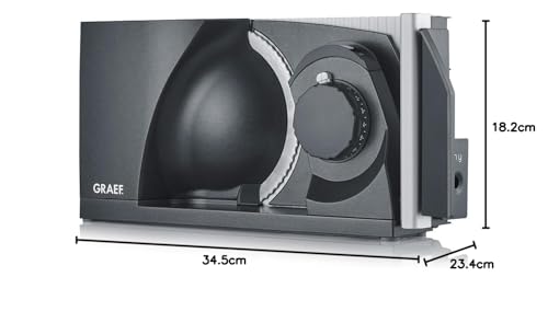 GRAEF. MYtiny MT1006 - Klappbarer Allesschneider, Made in Germany, Vollmetall, Wellenschliffmesser 170 mm, Schnittstärke 0-15 mm, Energiesparmotor 170W, Brotschneidemaschine, Kompakt, Eisenglimmergrau