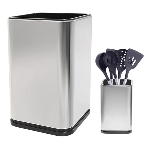 Soporte para utensilios de cocina para encimera, recipiente grande para utensilios de cocina, Organizador de cocina para encimera, acero inoxidable,para utensilios de cocina, Escurridor de Cubiertos