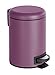 Produktbild WENKO Kosmetik Treteimer Leman Lila-Mattiert - Kosmetikeimer, Mülleimer Fassungsvermögen: 3 l, Stahl, 17 x 25 x 22.5 cm, Lila