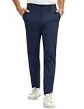 MAGCOMSEN Men's Casual Pants Lightweight Straight Legs Flat Front Pants Waterproof Stretch Waist Trousers Navy