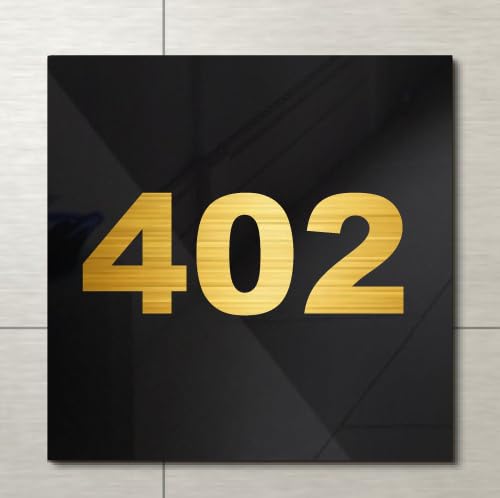 Room Number 402| Black with Gold Acrylic Number Plate | Easy installation type double sided tape fixed on backside-image-18